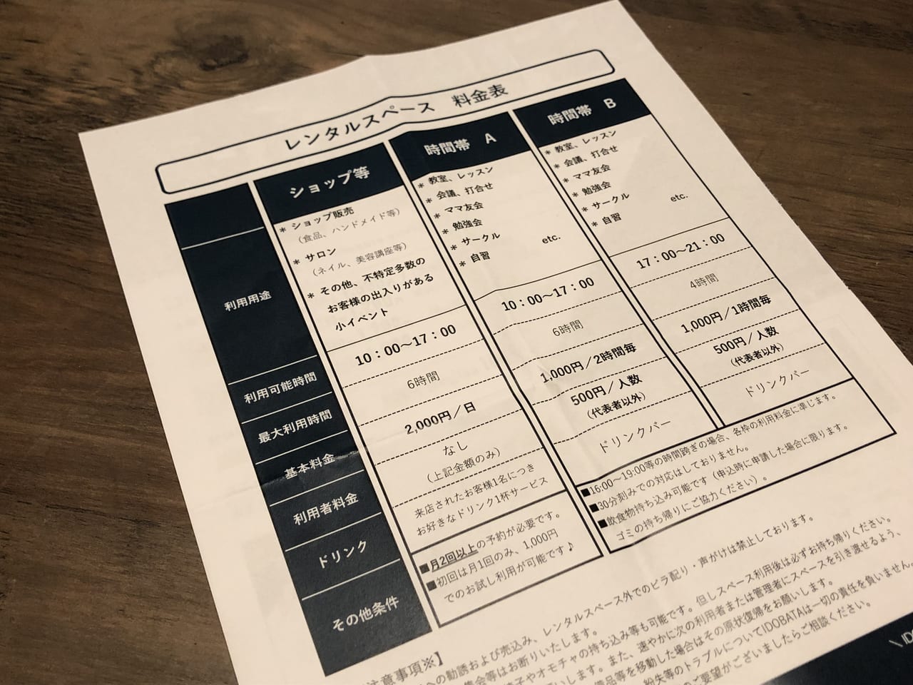 イドバタ_料金表